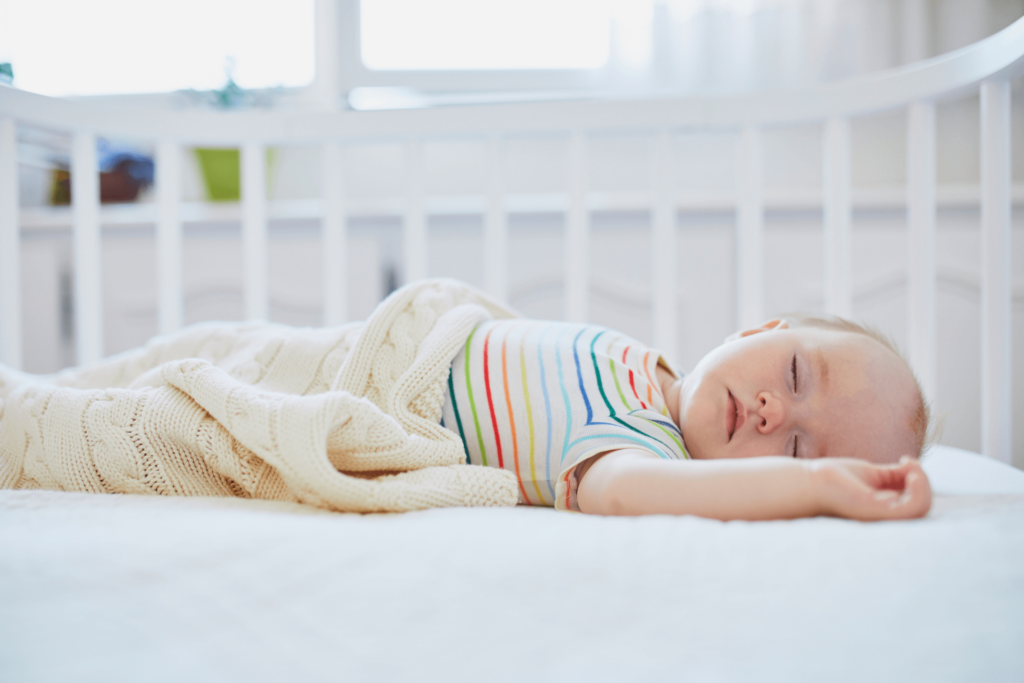 A baby with a healthy weight is about to sleep through the night.
