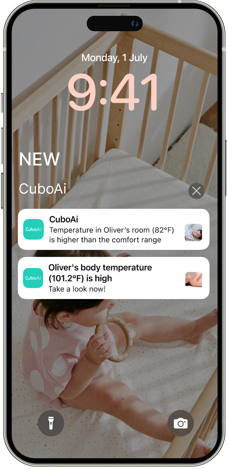 CuboAi Temperature and Humidity Notification: Actively detects and notifies changes in environmental temperature and humidity