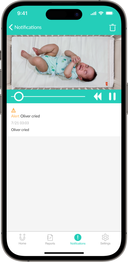 CuboAi True Cry Detection: Detects a baby’s actual crying sound, sending notifications to parents when their baby cries.