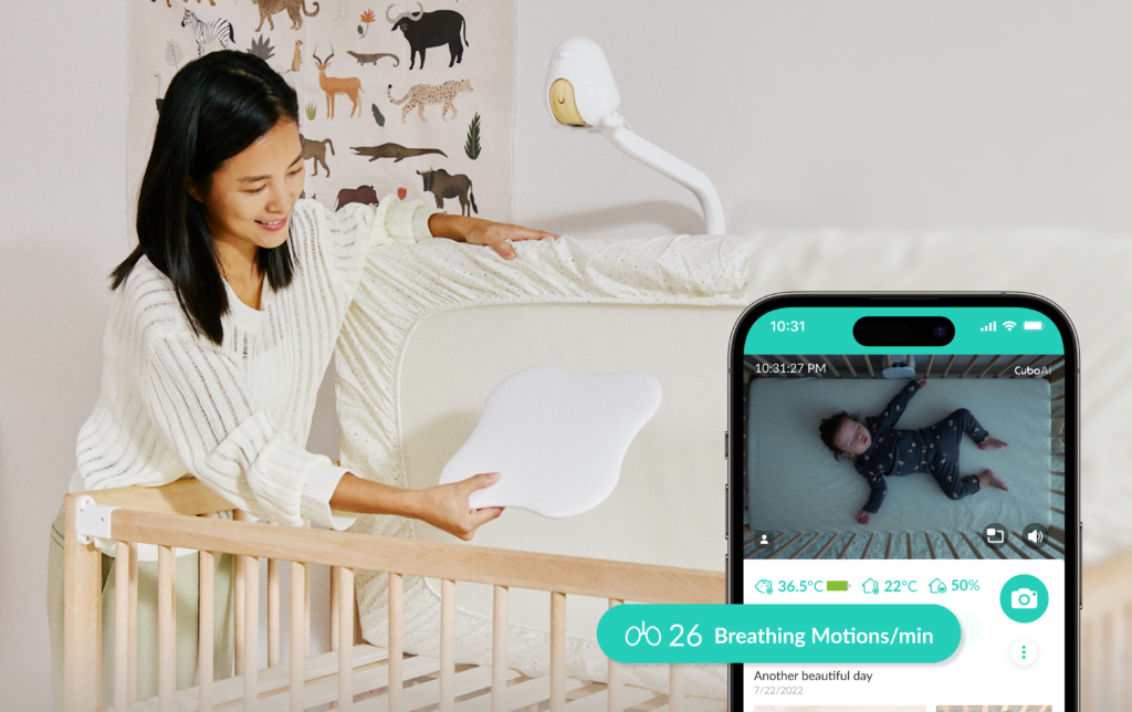 CuboAi app: CuboAi Sleep Sensor Pad: Detects Baby’s breathing motion to help parents understand their baby’s breathing during sleep.